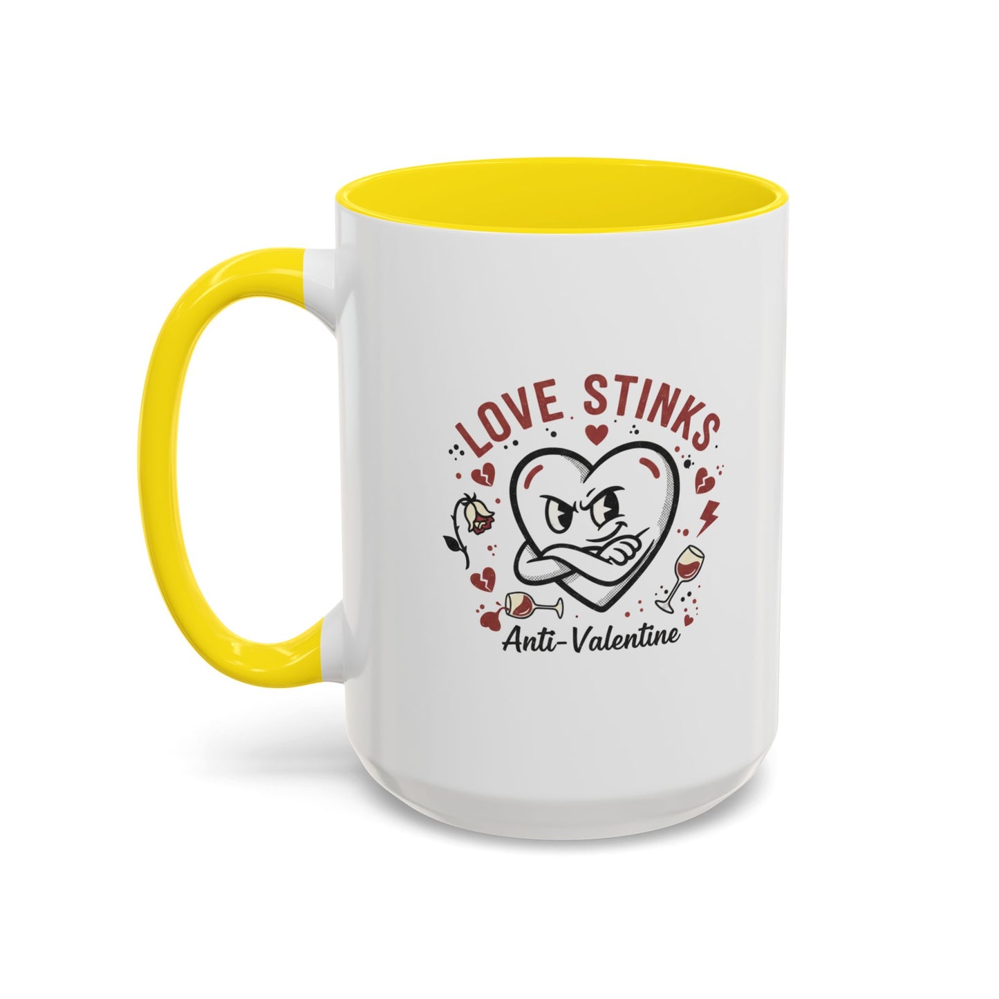 Coffee Mug — "Love Stinks" Anti-Valentine Heart Accent Mug (11/15oz)