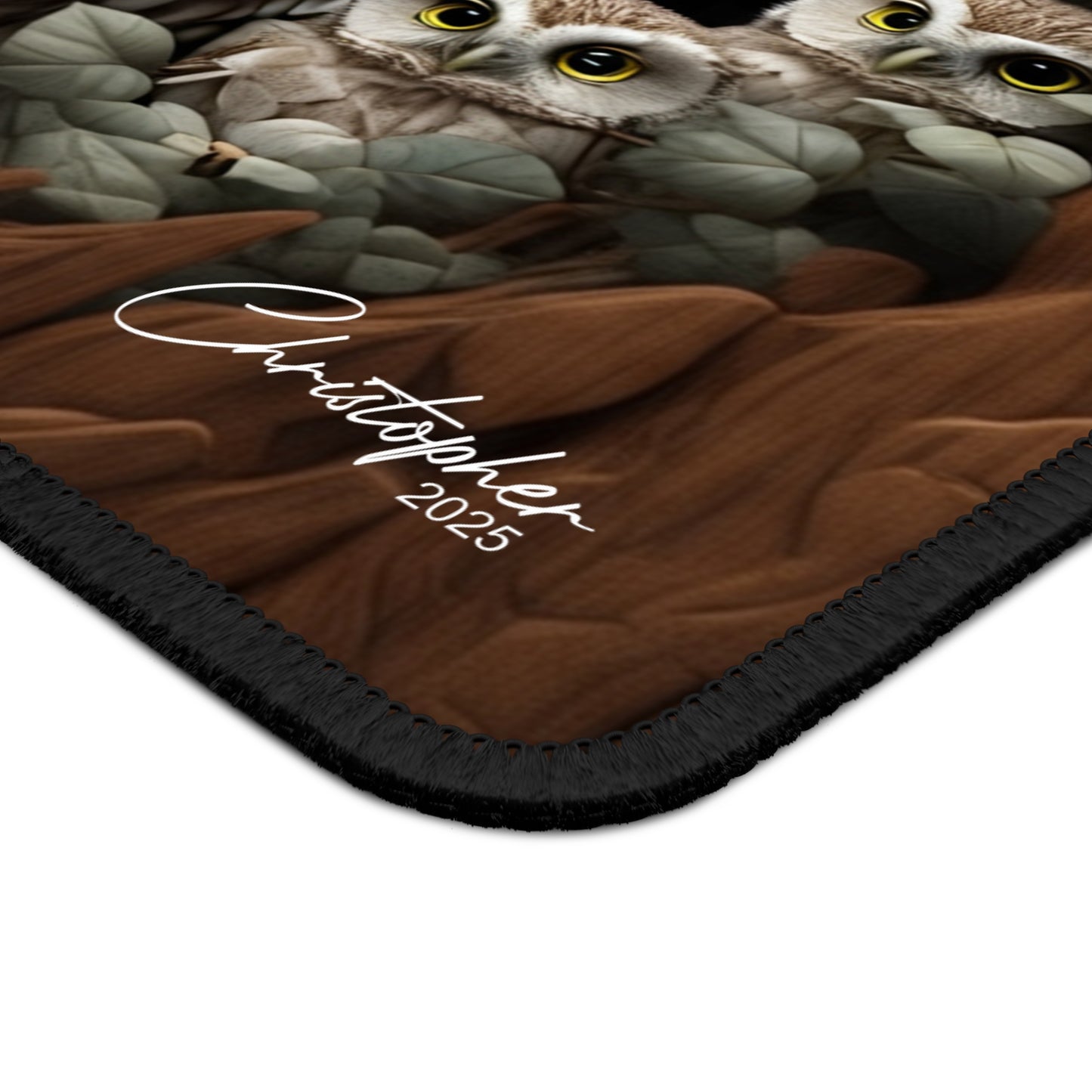 Woodland Owl Gaming Mouse Pad - Perfect Gift for Gamers, Nature Lovers, Home Office, Creative Workspaces, and Owl Enthusiasts.