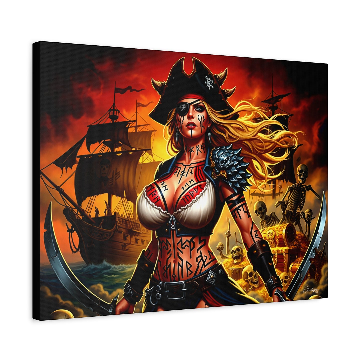 Bold Pirate Canvas Print, Nautical Wall Art, Gothic Home Decor, Pirate Lover Gift, Spooky Halloween Decoration, Adventure Wall Hanging