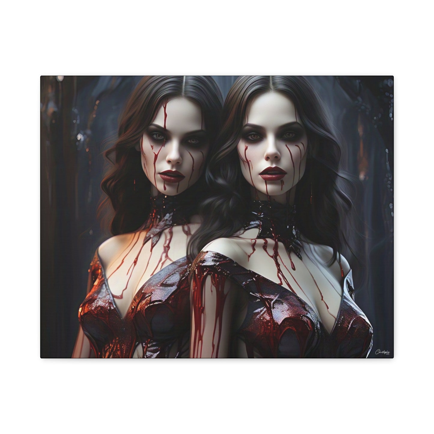 Gothic Vampire Canvas Art, Wall Decor, Horror Artwork, Halloween Home Decor, Spooky Room Accent, Unique Gift Idea