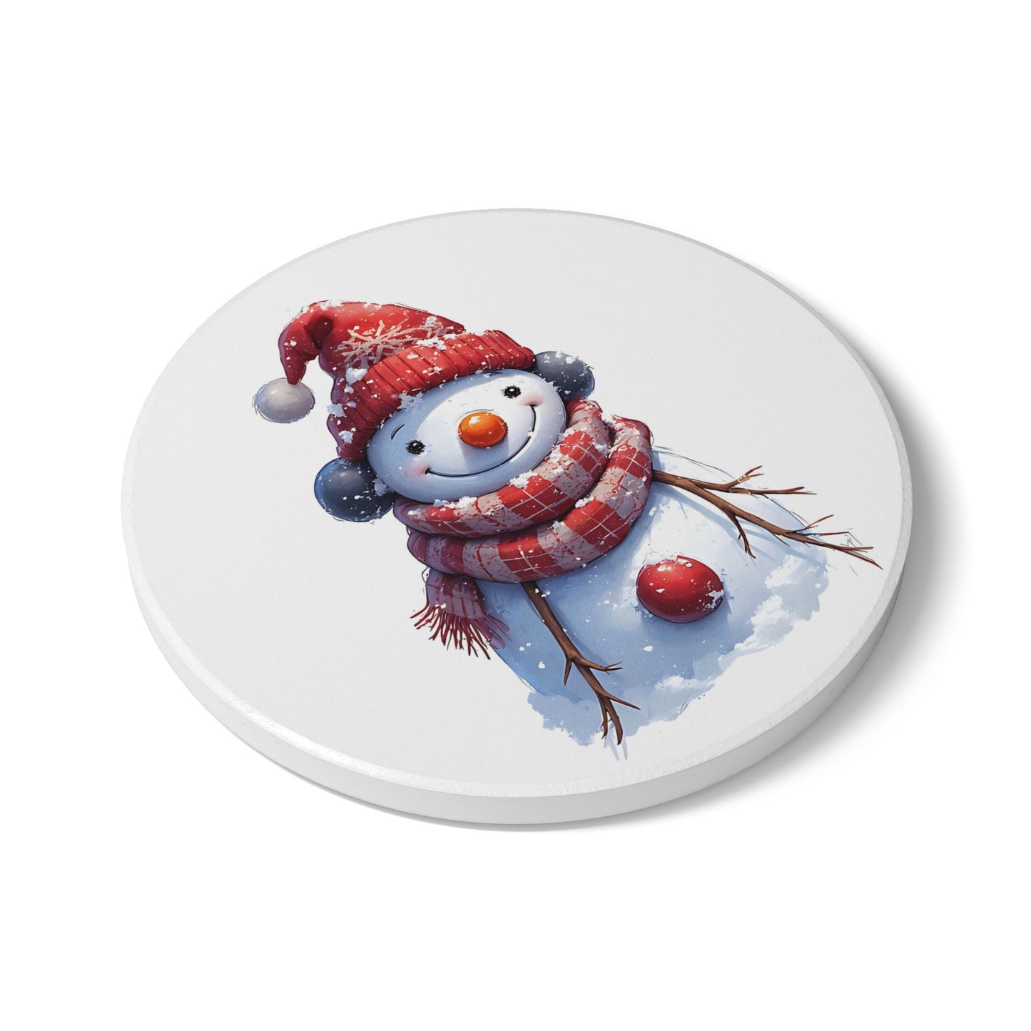 Snowman Ceramic Coaster – Cute Winter Holiday Drink Protector