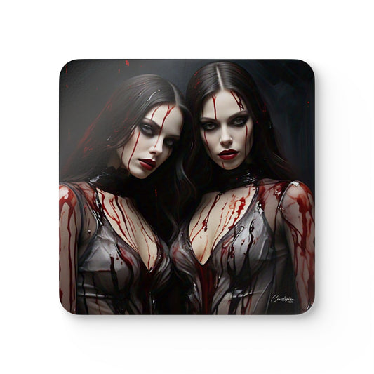 Gothic Horror Coaster Set, Spooky Drink Coasters, Unique Halloween Home Decor, Vampire Artwork Coasters, Gothic Gift Set