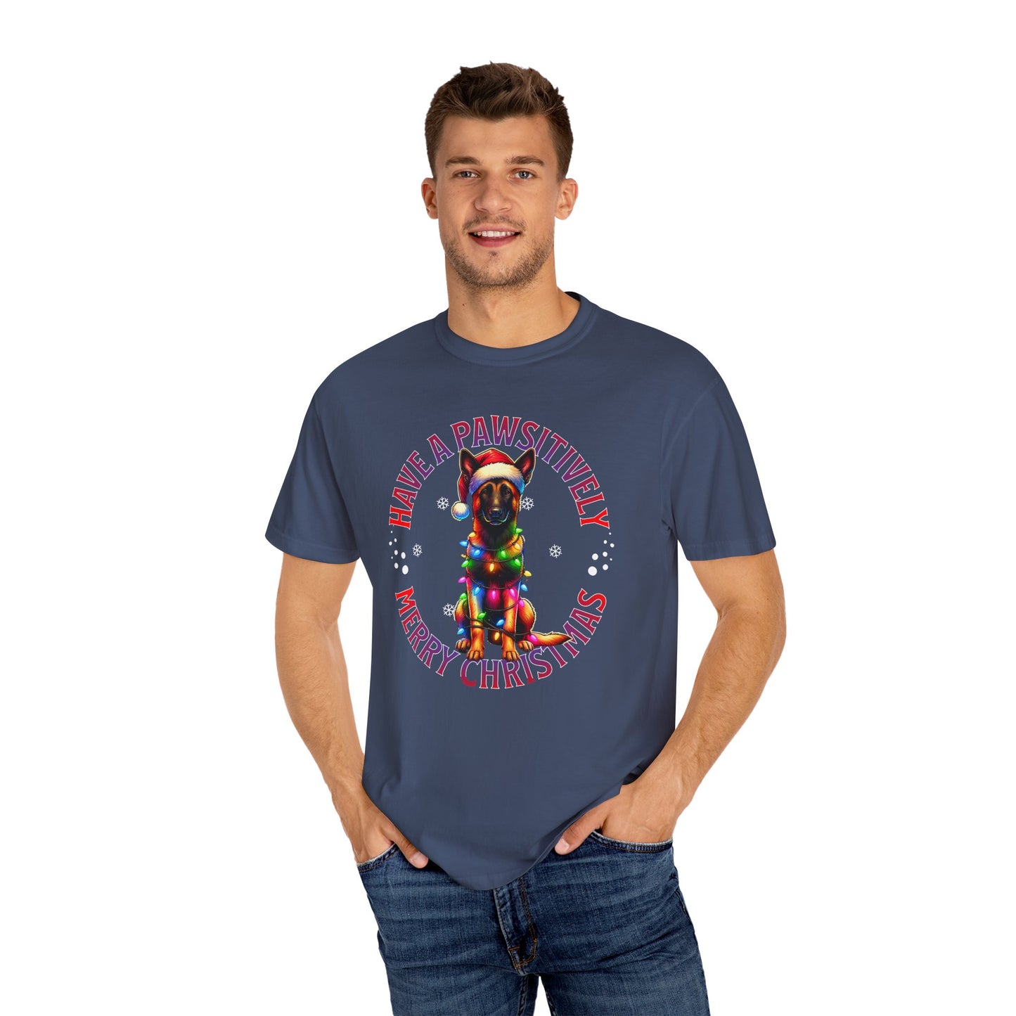 Christmas Malinois T-Shirt — "Have a Pawsitively Merry Christmas" Holiday Tee