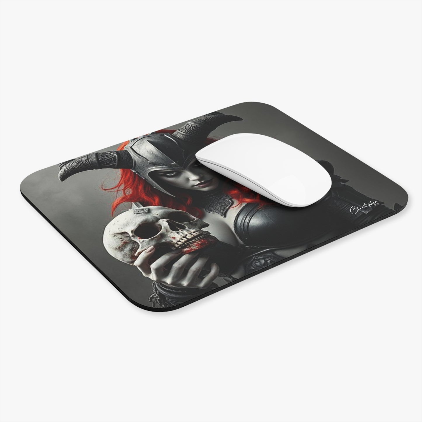 Gothic Warrior Mouse Pad - Fierce Skull Design