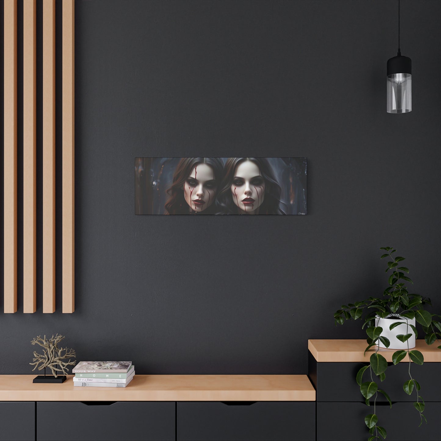 Gothic Vampire Canvas Art, Wall Decor, Horror Artwork, Halloween Home Decor, Spooky Room Accent, Unique Gift Idea