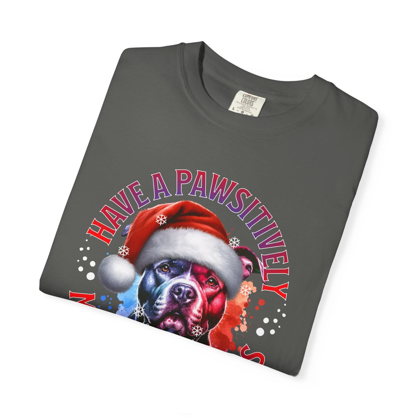 Have a Pawsitively Merry Christmas Pit Bull T-Shirt — Santa Dog Holiday Tee