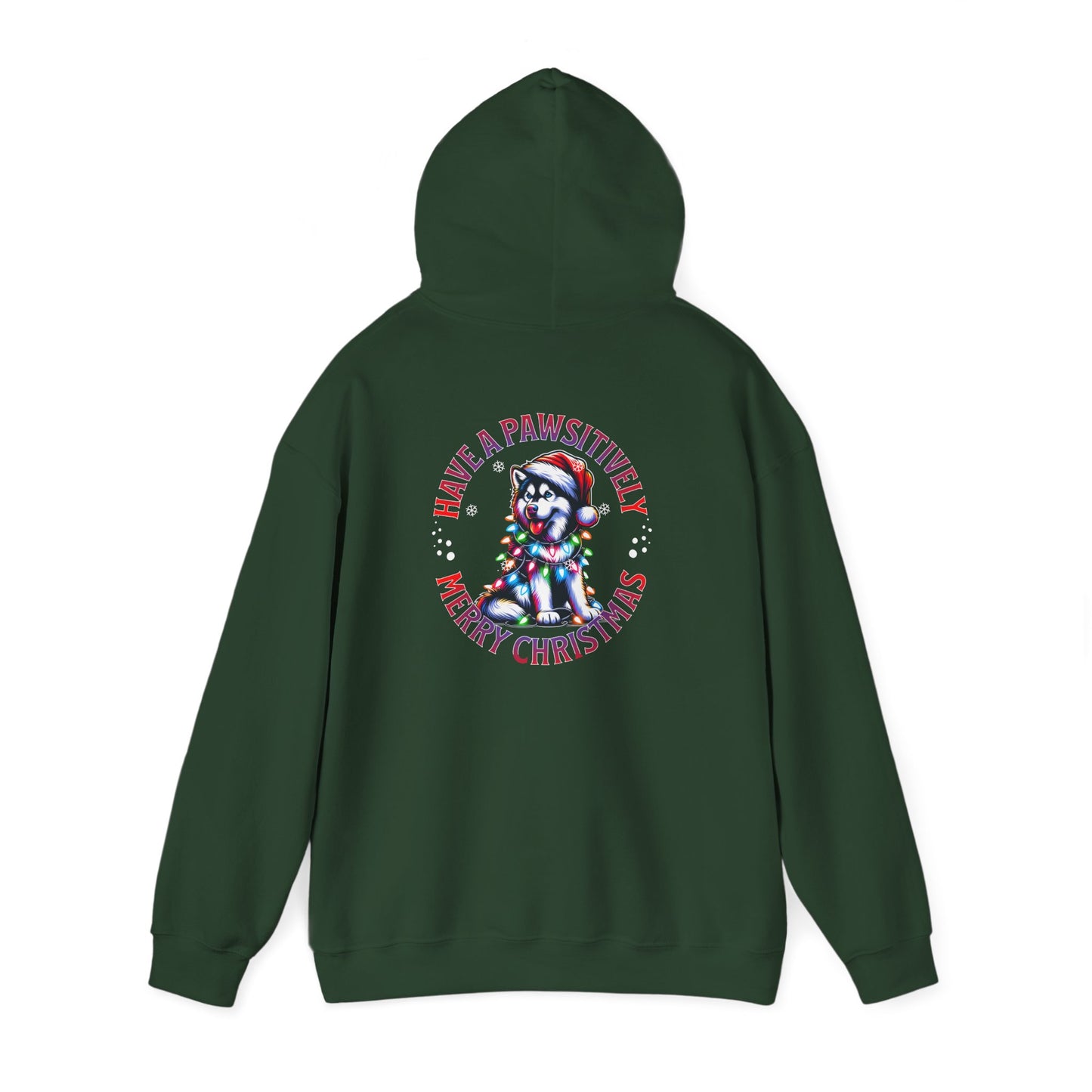 Christmas Pack Husky Hoodie – Festive Dogs in Santa Hats "Have A Paw-sitively Merry Christmas"