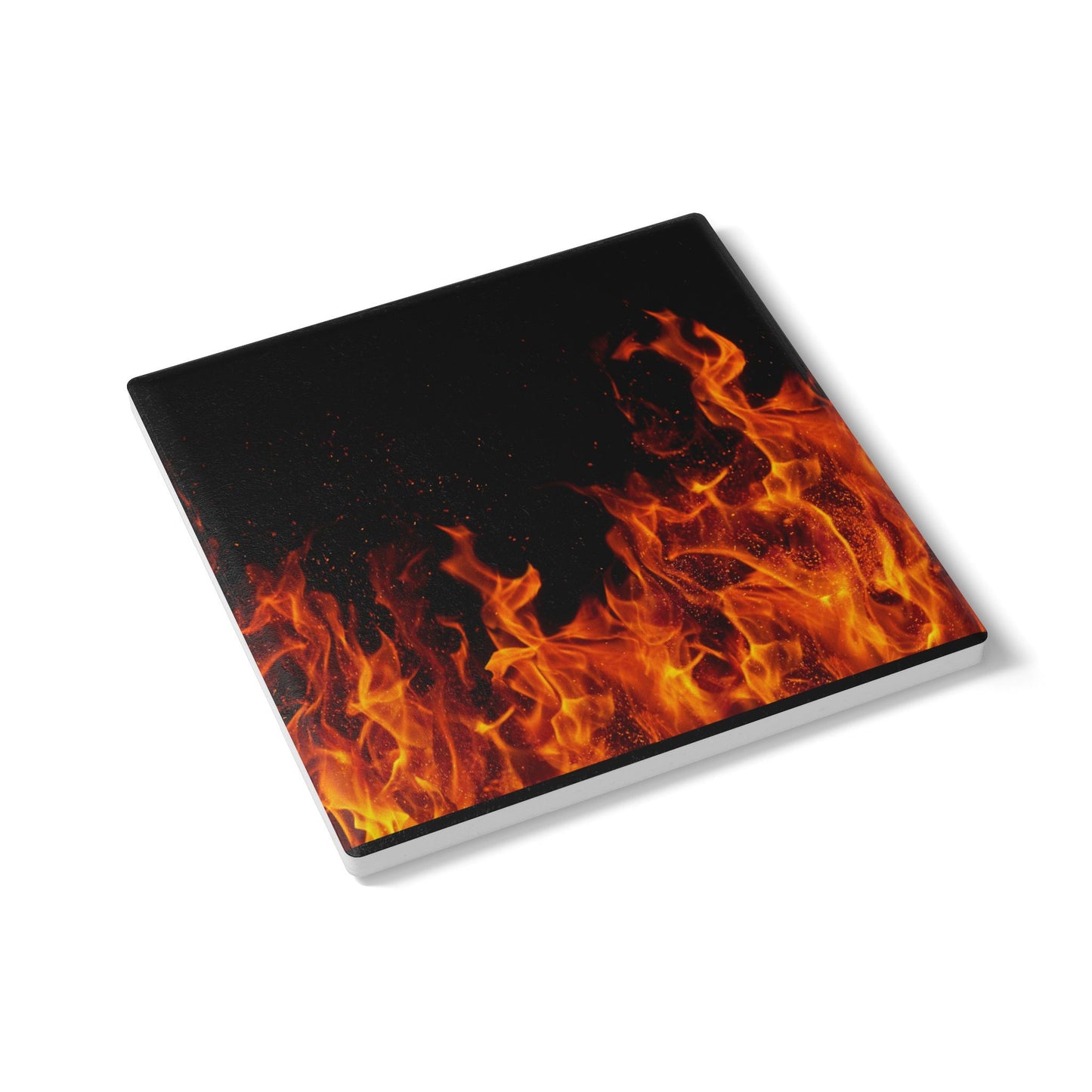 Fiery Flames Ceramic Coaster - Heat-Resistant Drinkware Accent for Home Decor