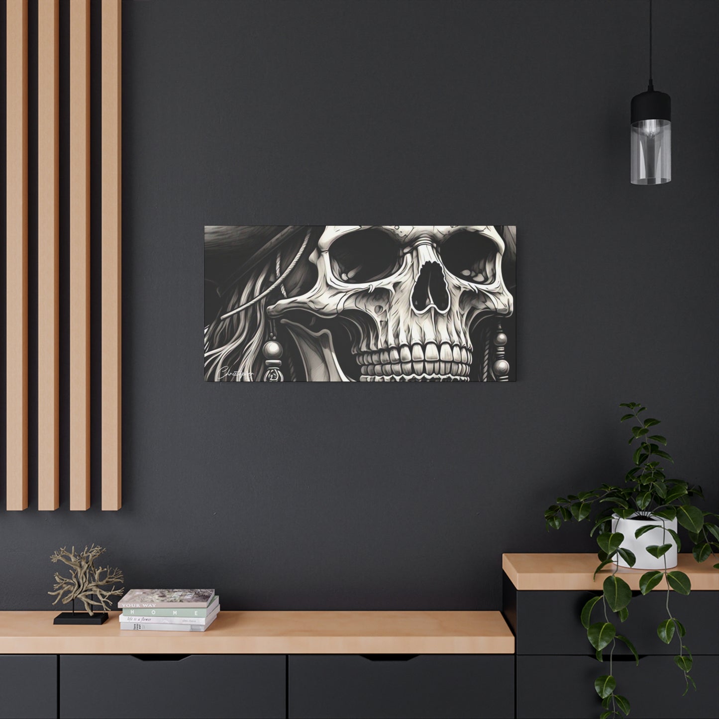 Pirate Skull Canvas Art - Edgy Gothic Decor, Wall Art for Halloween, Gothic Home Decor, Pirate Theme, Gift for Him