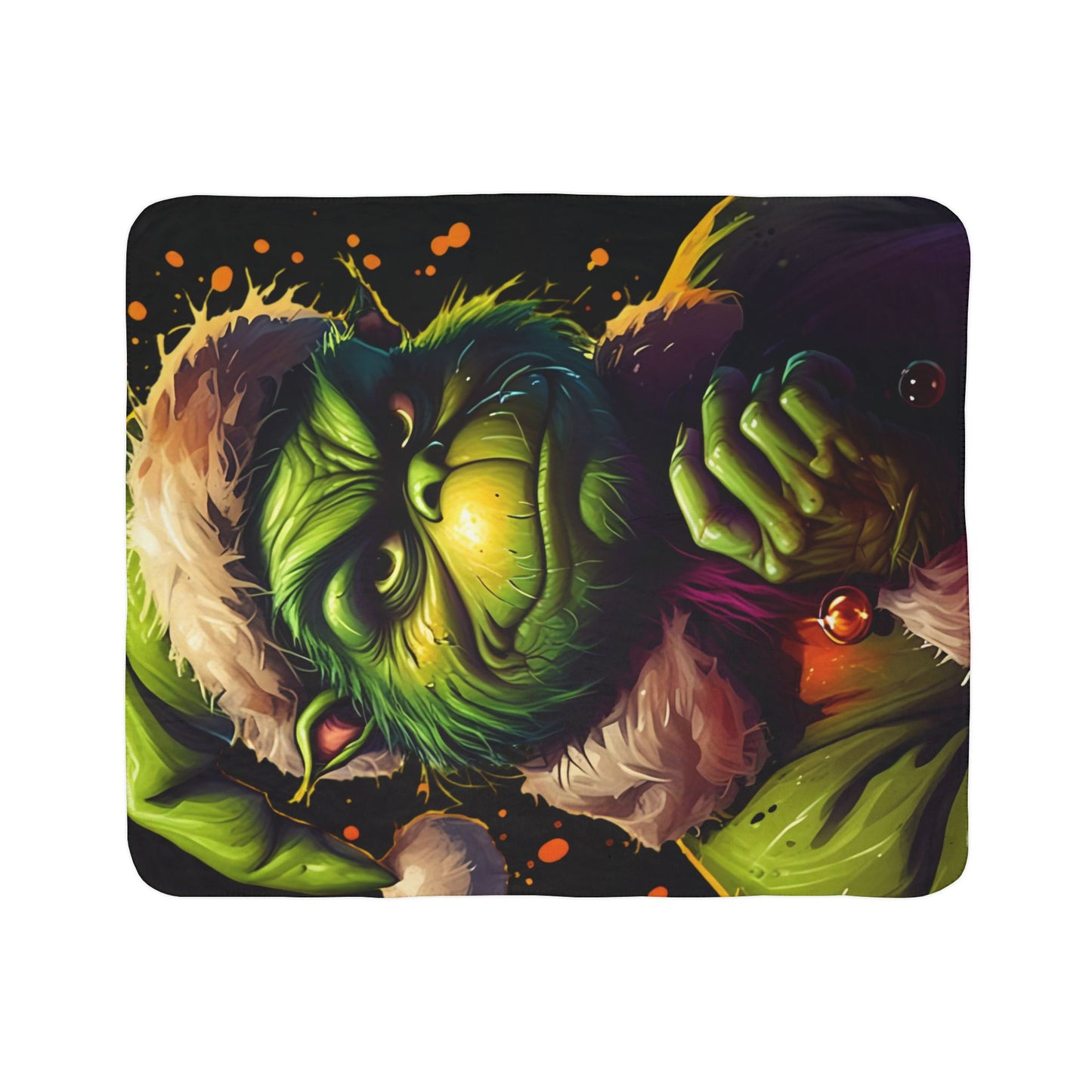 Grinch Christmas Sherpa Blanket — Cozy Holiday Fleece Throw