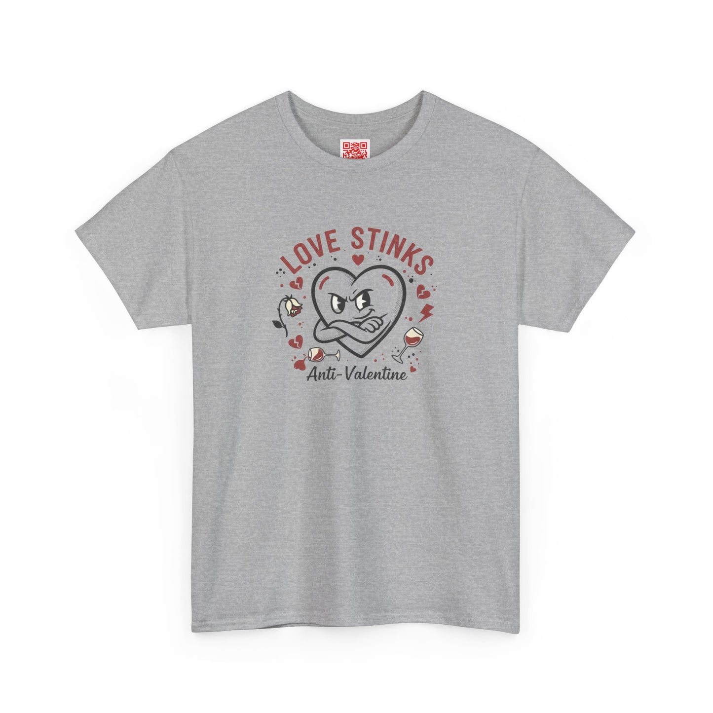 Love Stinks Anti‑Valentine T-Shirt — Funny Heart Graphic Tee for Singles & Galentine’s