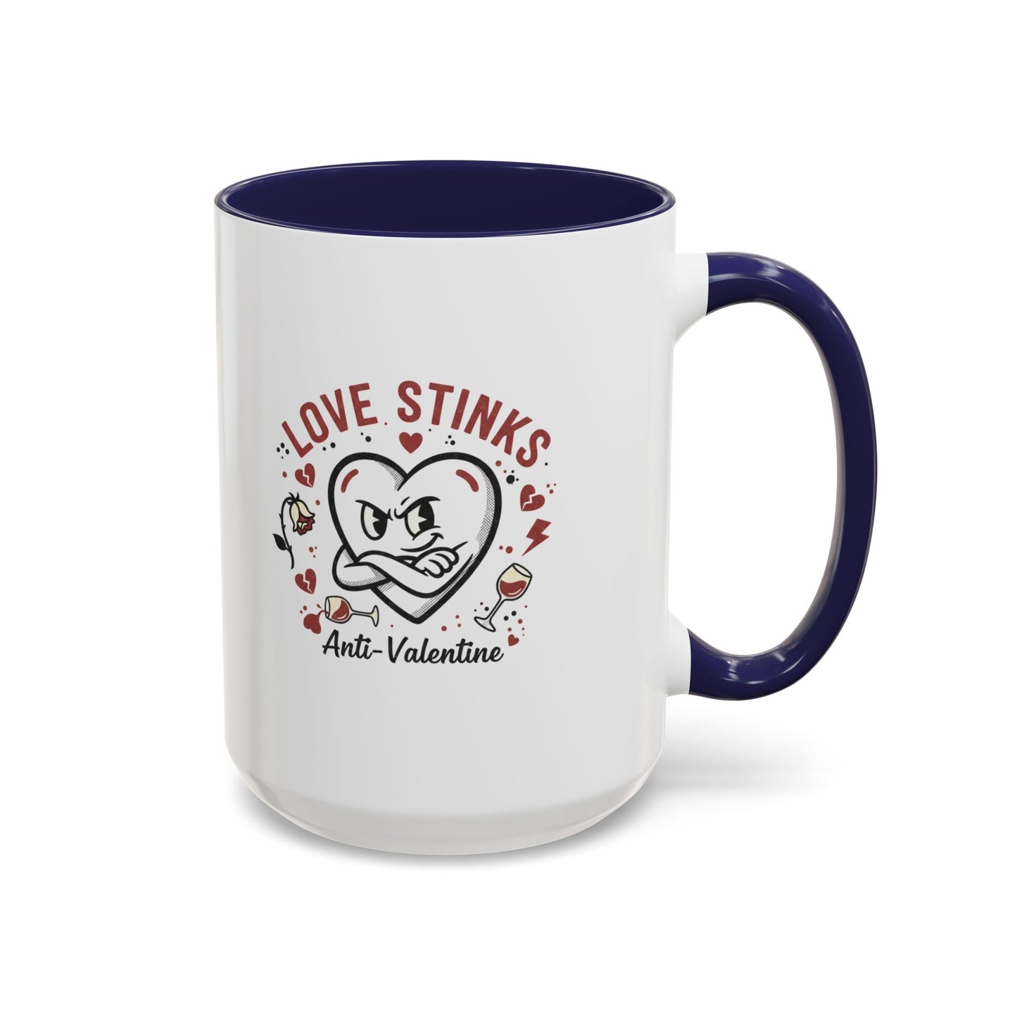 Coffee Mug — "Love Stinks" Anti-Valentine Heart Accent Mug (11/15oz)