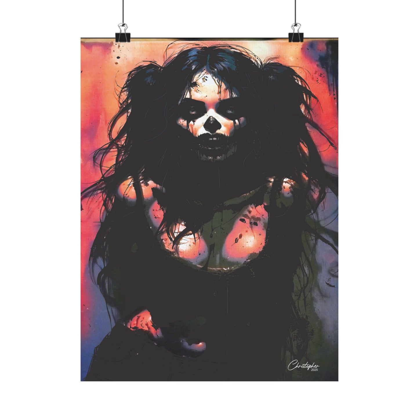 Laser Engraved Original Art Gothic Wall Art Poster, Edgy Home Decor, Alternative Aesthetic Prints, Halloween Decor, Unique Gift Idea