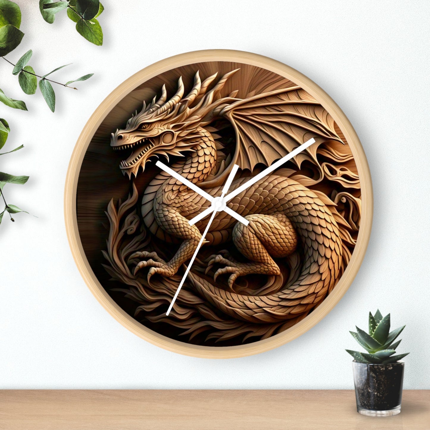 Dragon Carved Wall Clock, Mythical Decor for Fantasy Lovers, Unique Gift for Home, Office, and Collectors, Perfect for Halloween