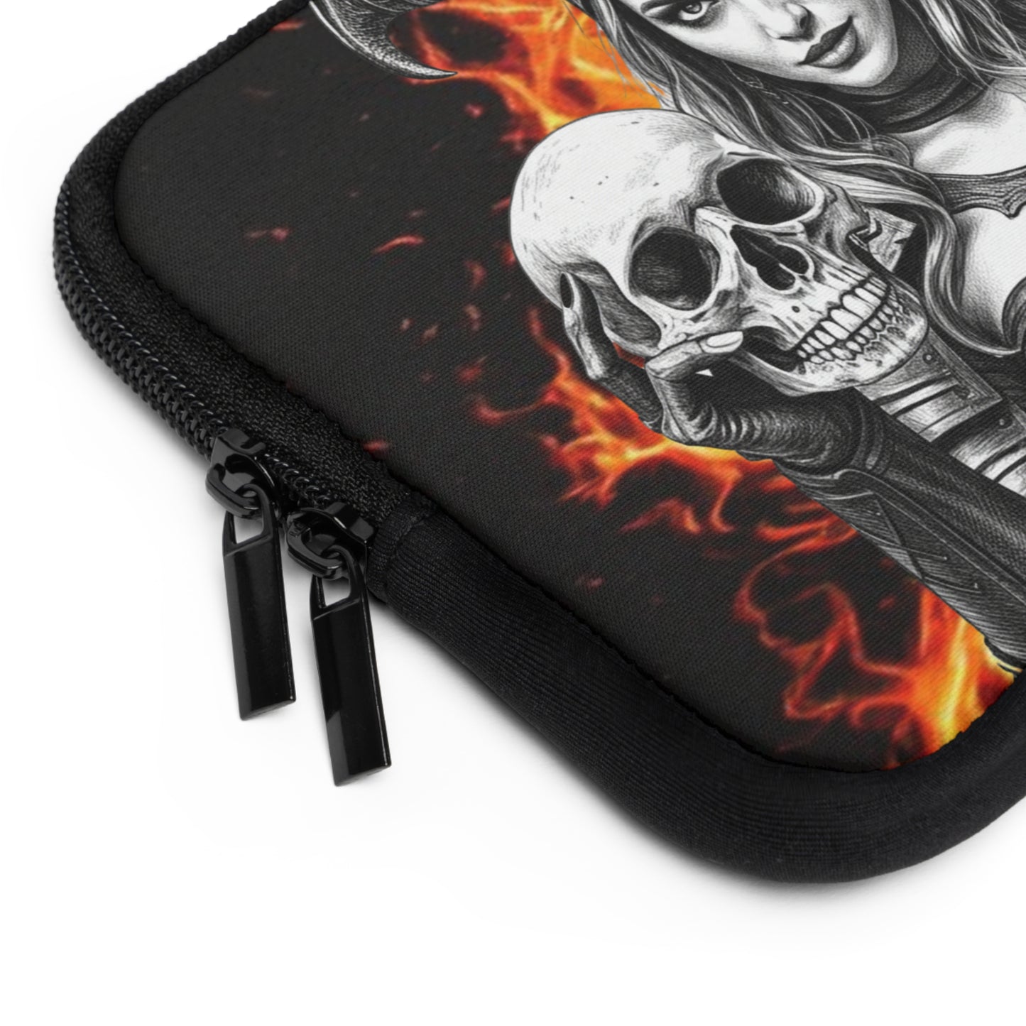 Valkyrie Laptop Sleeve — Gothic Warrior Fire Design