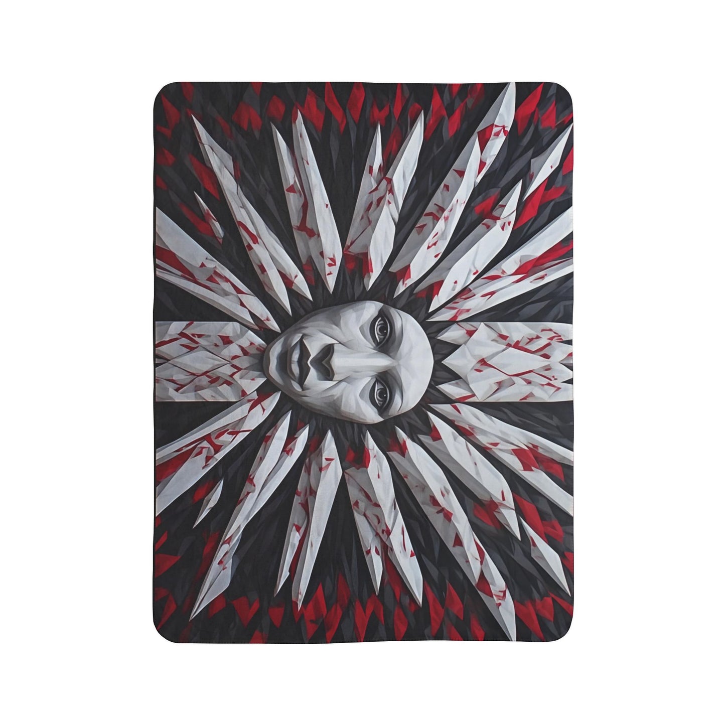Horror Sunface Sherpa Blanket — Gothic Bloody Knife Mandala Throw