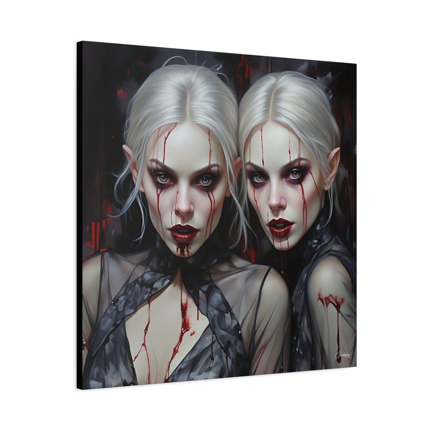 Gothic Canvas Art Print, Dark Fantasy Wall Decor, Horror Art, Halloween Home Decor, Vampire Artwork, Unique Gift for Spooky Season
