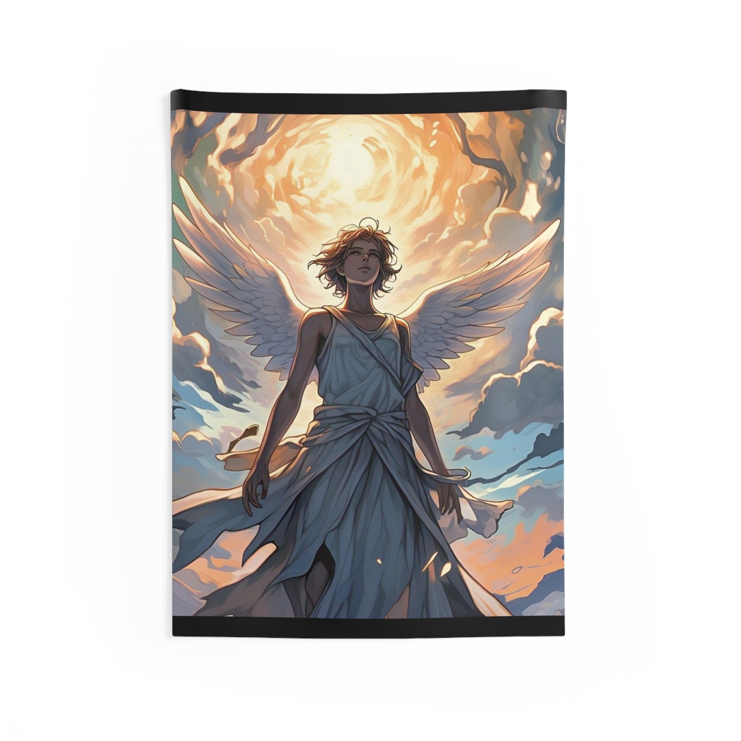 Angel Wall Tapestry — Radiant Guardian Sunset Decor