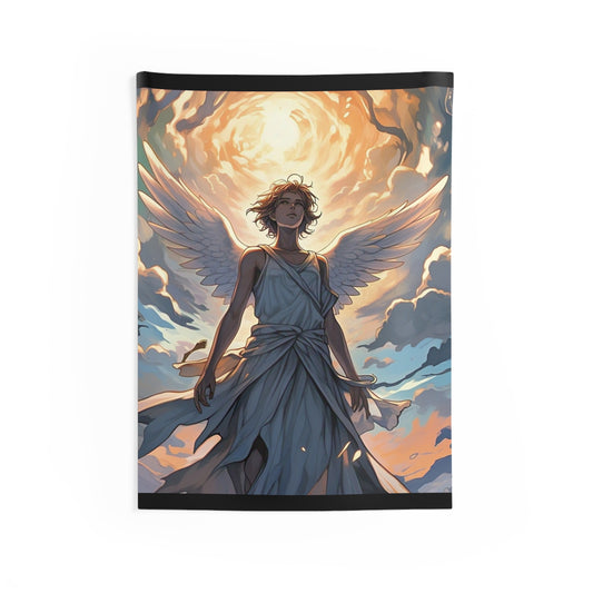 Angel Wall Tapestry — Radiant Guardian Sunset Decor