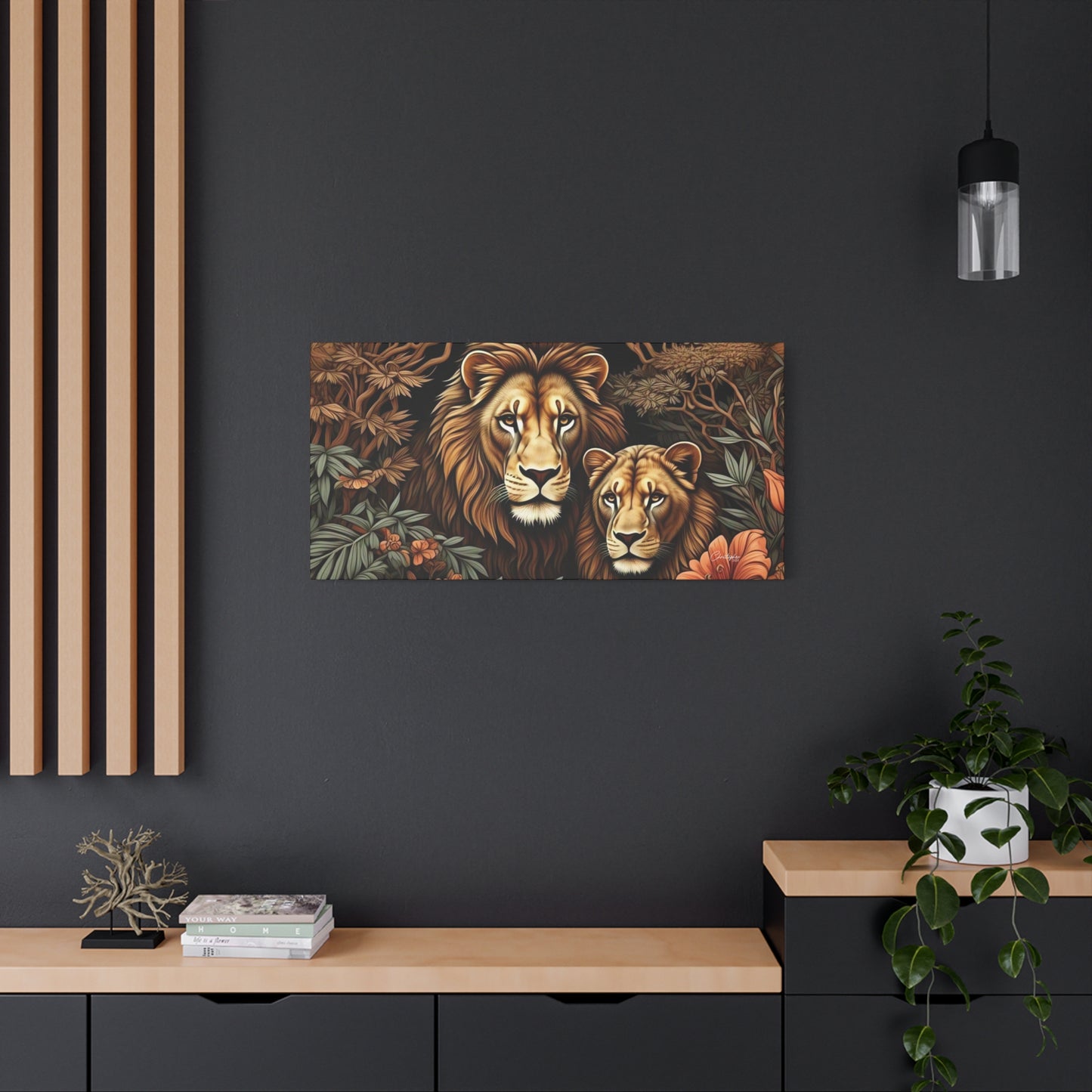 Majestic Lion Family Canvas Wall Art, Animal Lovers Decor, Wildlife Home Accent, Gift for Nature Enthusiasts, Meaningful Family Art
