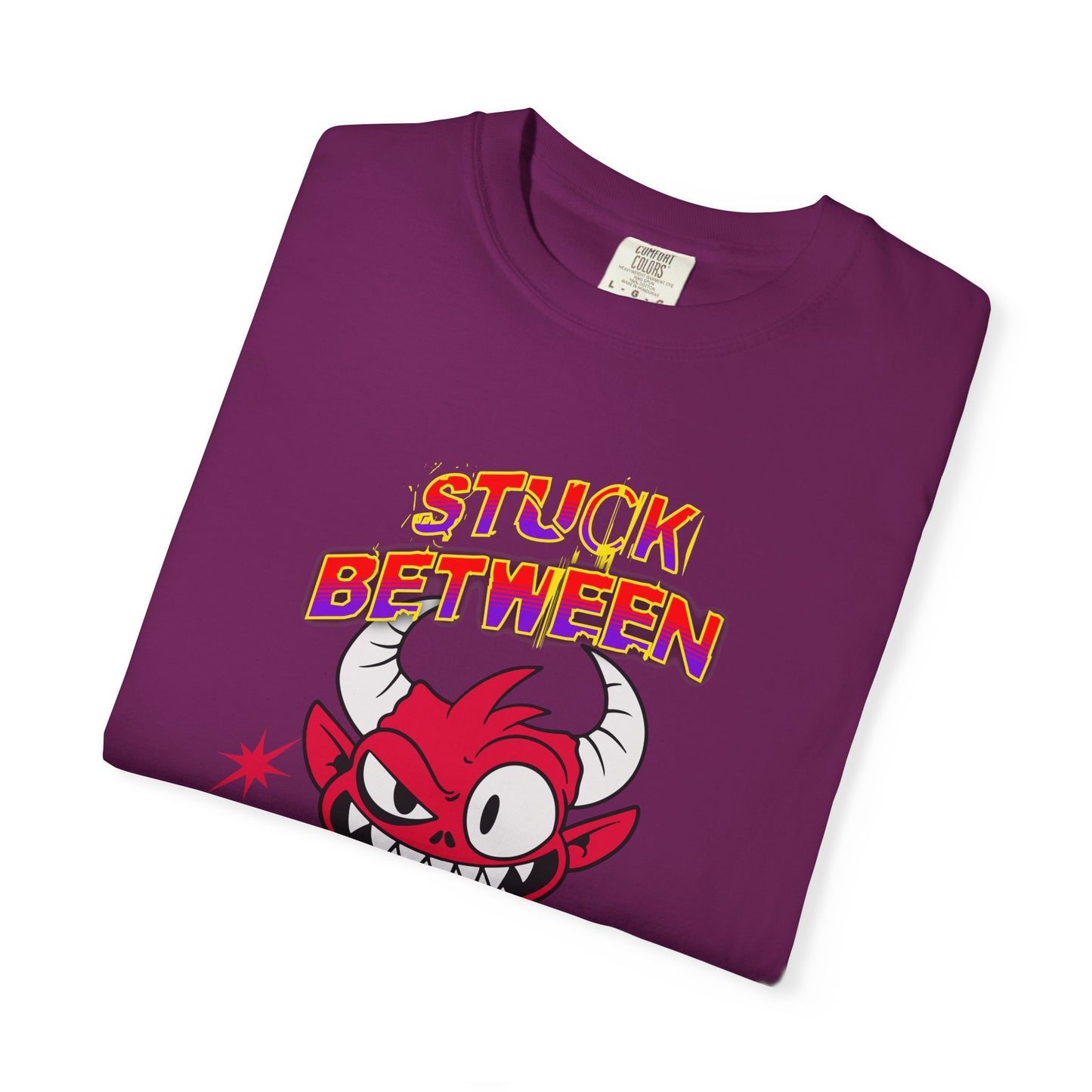 Vivid Graphic Tee with Playful Devil Design, Unisex Casual T-shirt, Perfect for Halloween & Fun Events, Gift for Friends, Trendy Streetwear