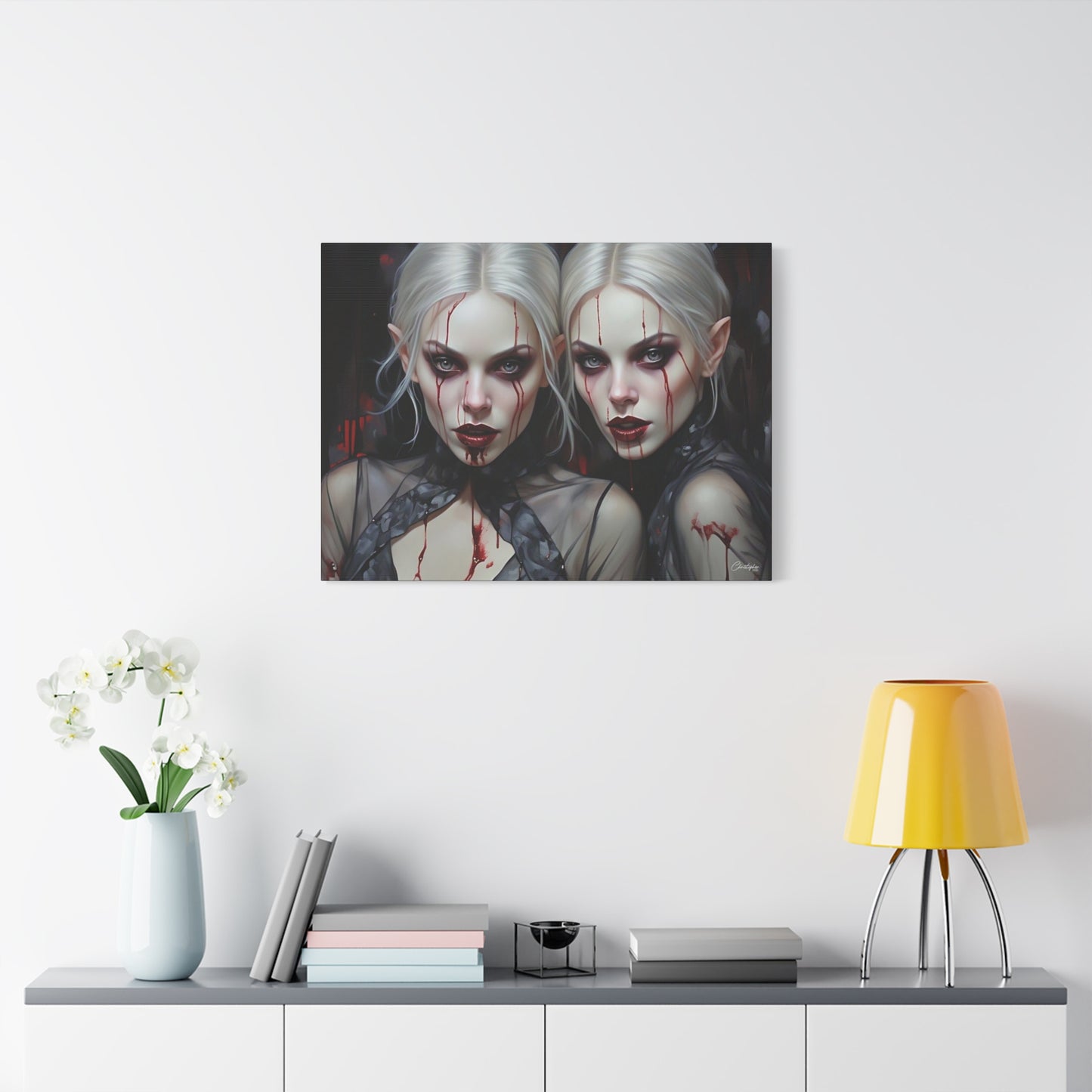 Gothic Canvas Art Print, Dark Fantasy Wall Decor, Horror Art, Halloween Home Decor, Vampire Artwork, Unique Gift for Spooky Season