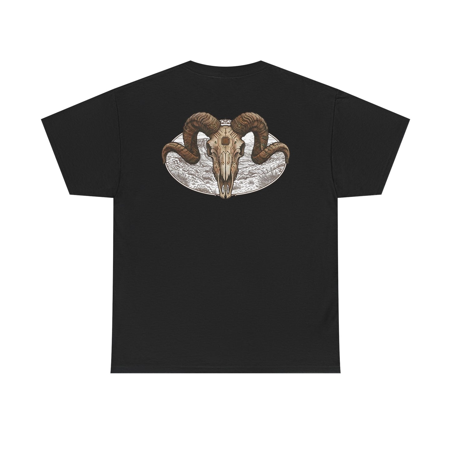 Ram Skull Graphic Tee Double Sided — 'Chestnut Valley, Oregon' Vintage Occult Shirt