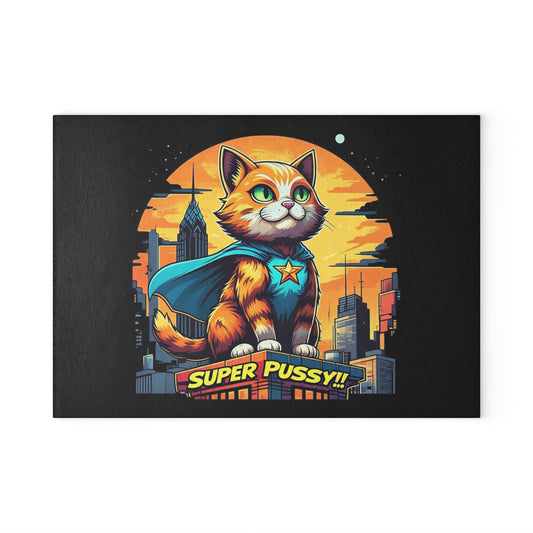 Heroic Cat Glass Cutting Board - Fun Kitchen Decor for Cat Lovers, Unique Gift for Pet Owners, Superhero Themed Kitchenware, Cat Lover [...]