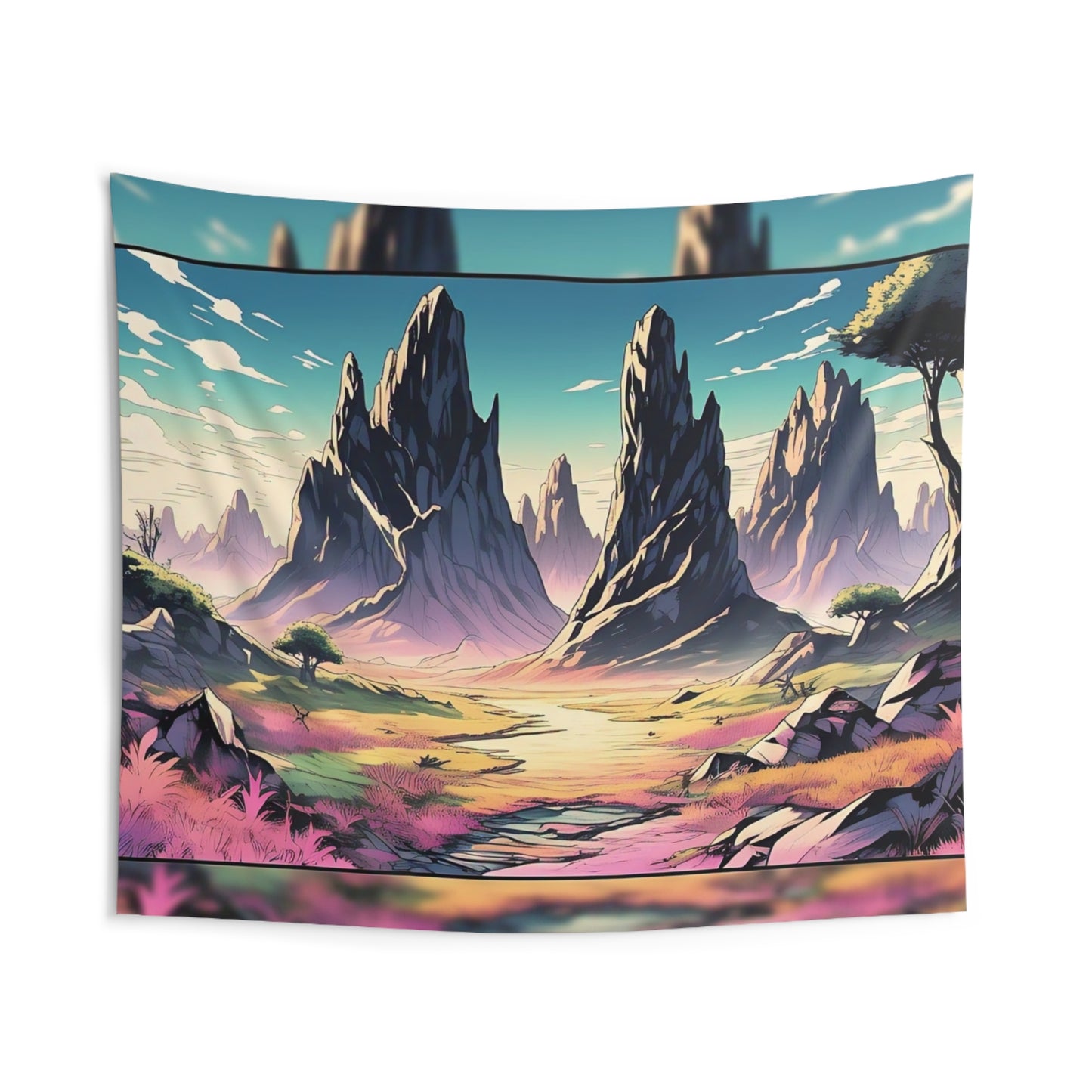 Surreal Mountain Landscape Tapestry — Vibrant Fantasy Wall Art for Bedrooms & Living Rooms