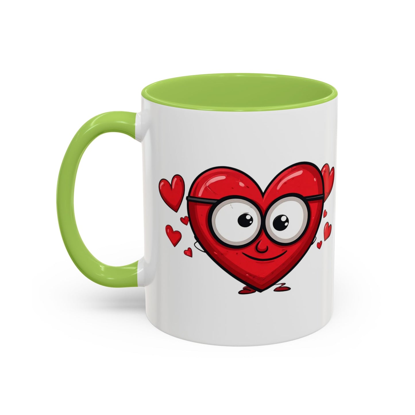 Cute Cartoon Heart Coffee Mug — Valentine Love Accent Mug (11/15oz)
