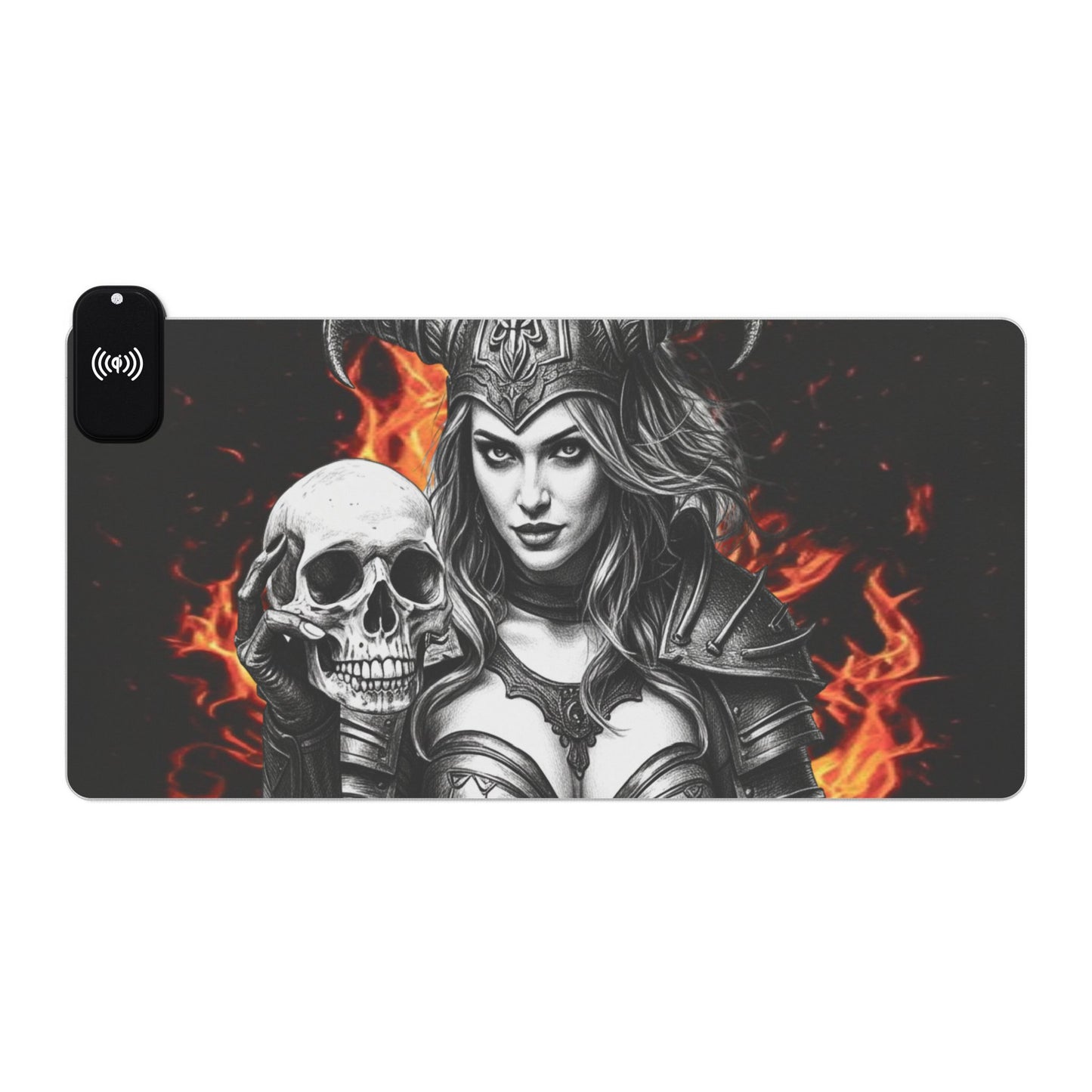 Valkyrie LED Gaming Mouse Pad with Wireless Charging — Valkyrie Skull Design