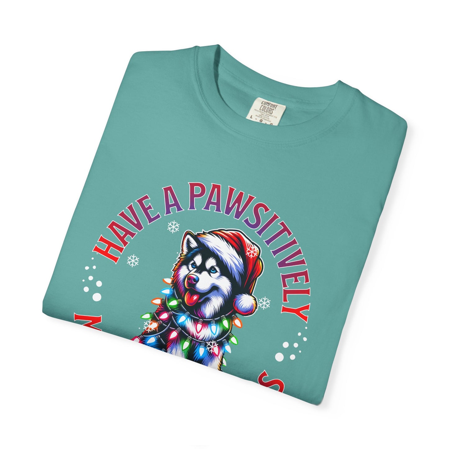 Christmas Husky T-Shirt — "Have a Paws-itively Merry Christmas" Holiday Tee