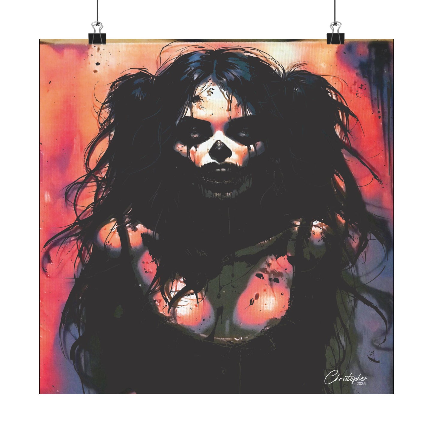 Laser Engraved Original Art Gothic Wall Art Poster, Edgy Home Decor, Alternative Aesthetic Prints, Halloween Decor, Unique Gift Idea