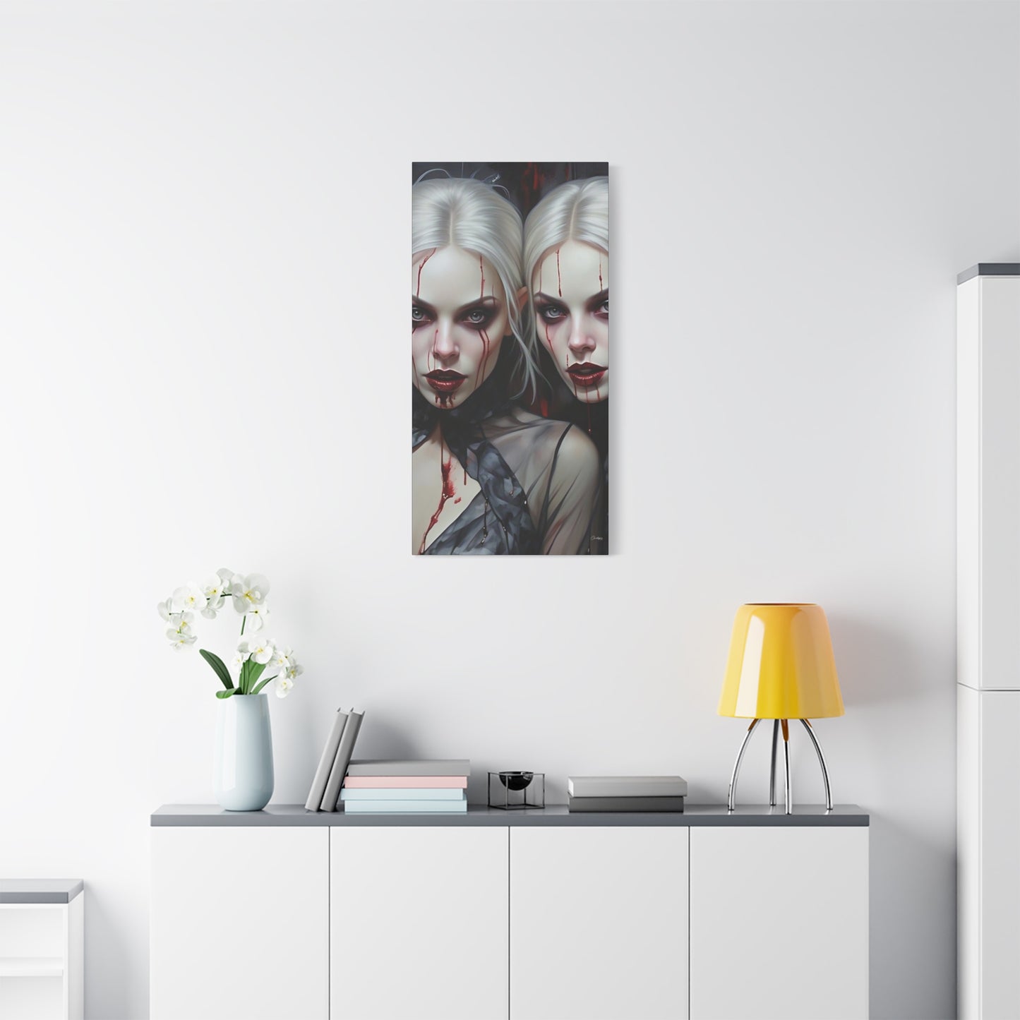 Gothic Canvas Art Print, Dark Fantasy Wall Decor, Horror Art, Halloween Home Decor, Vampire Artwork, Unique Gift for Spooky Season