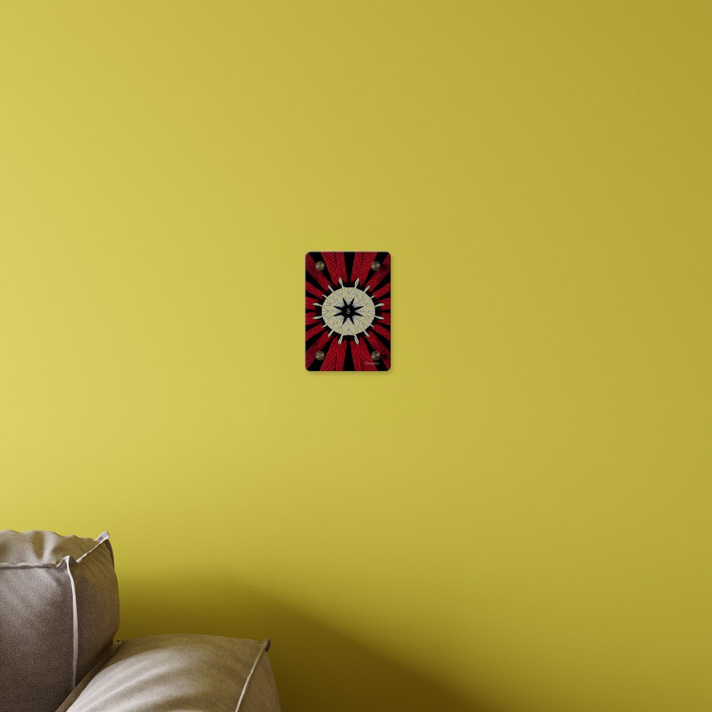 Red & Black Mandala Acrylic Wall Art Panel — Personalized Name Option