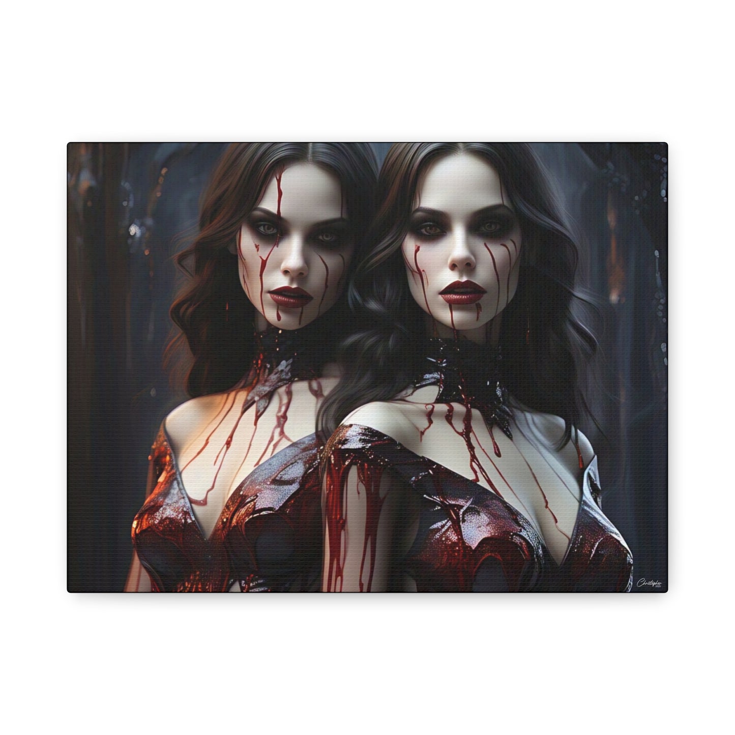 Gothic Vampire Canvas Art, Wall Decor, Horror Artwork, Halloween Home Decor, Spooky Room Accent, Unique Gift Idea