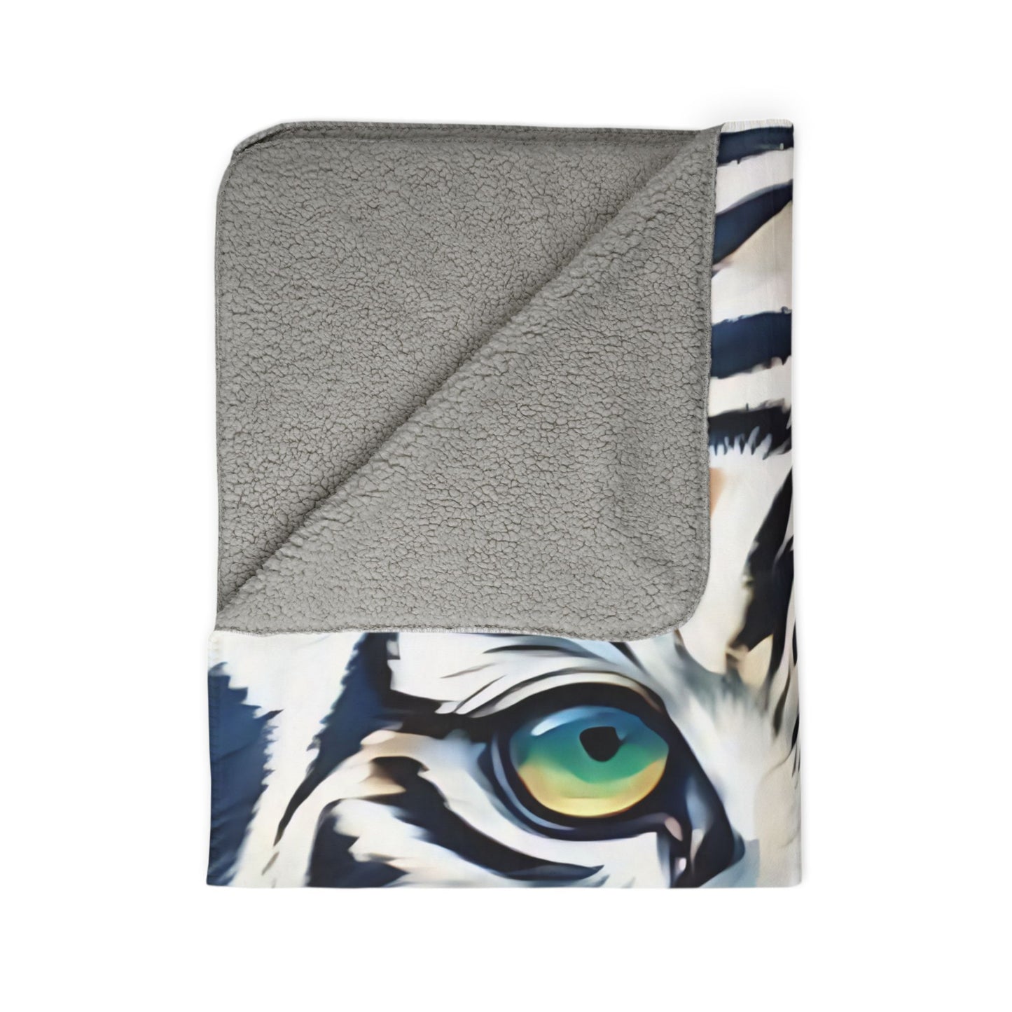 White Tiger Sherpa Blanket — Cozy Fleece Throw with Realistic Big Cat Face