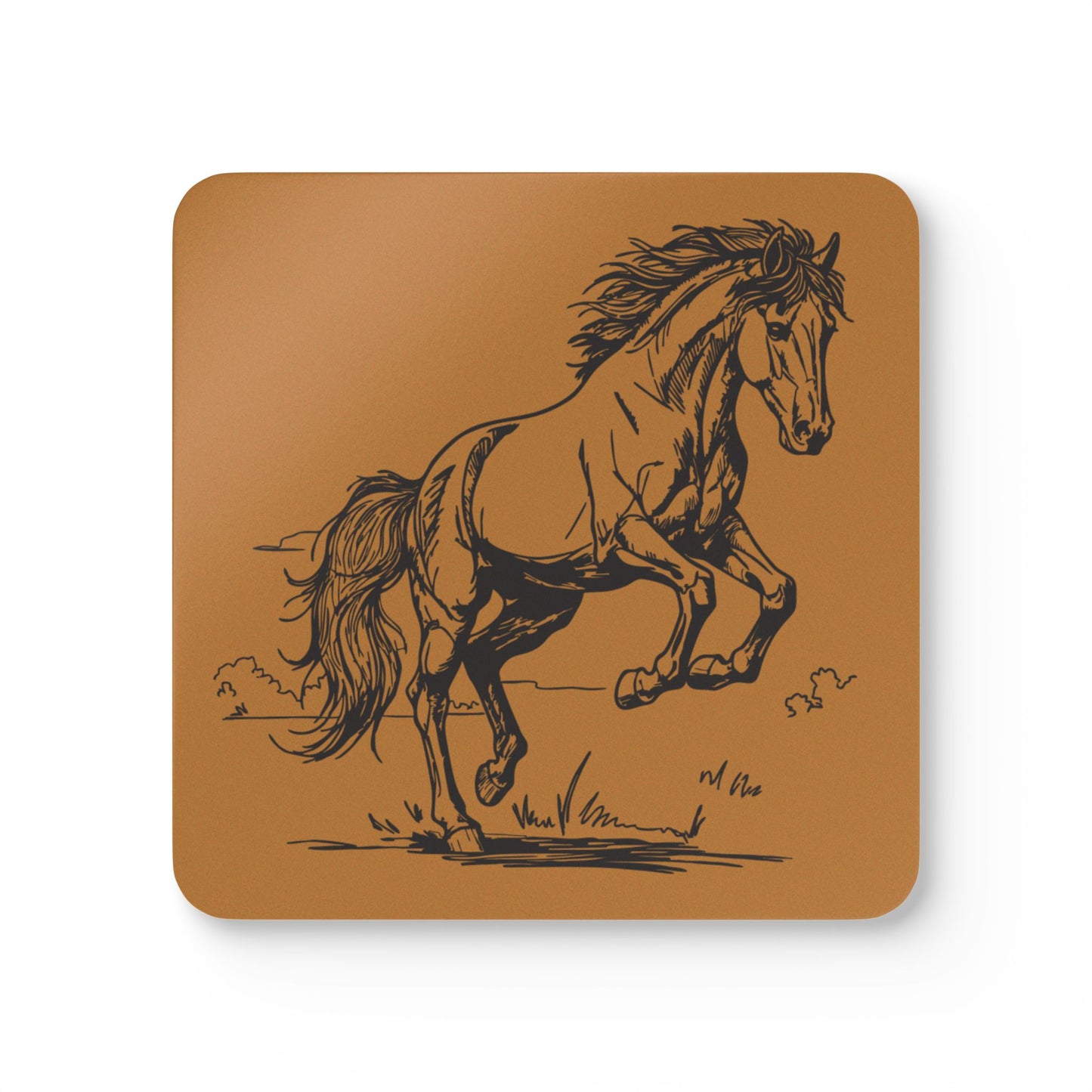 Wild Mustang Cork Coaster Set — Hand-Drawn Horse Drink Coasters (4-Pack)