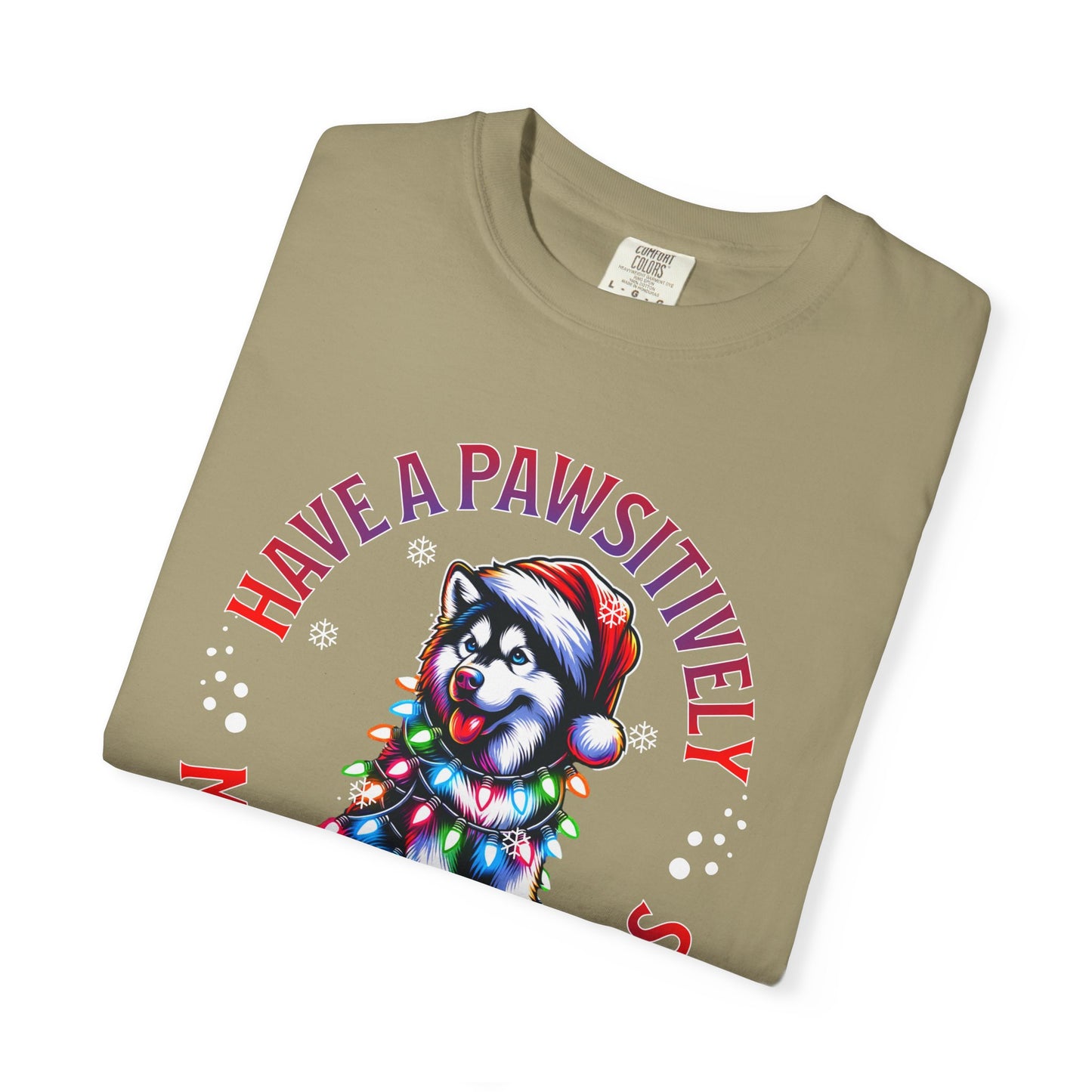 Christmas Husky T-Shirt — "Have a Paws-itively Merry Christmas" Holiday Tee