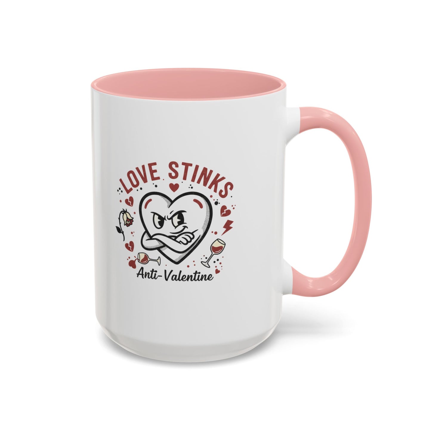 Coffee Mug — "Love Stinks" Anti-Valentine Heart Accent Mug (11/15oz)