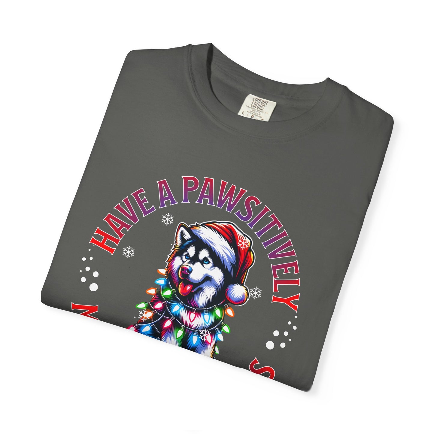 Christmas Husky T-Shirt — "Have a Paws-itively Merry Christmas" Holiday Tee