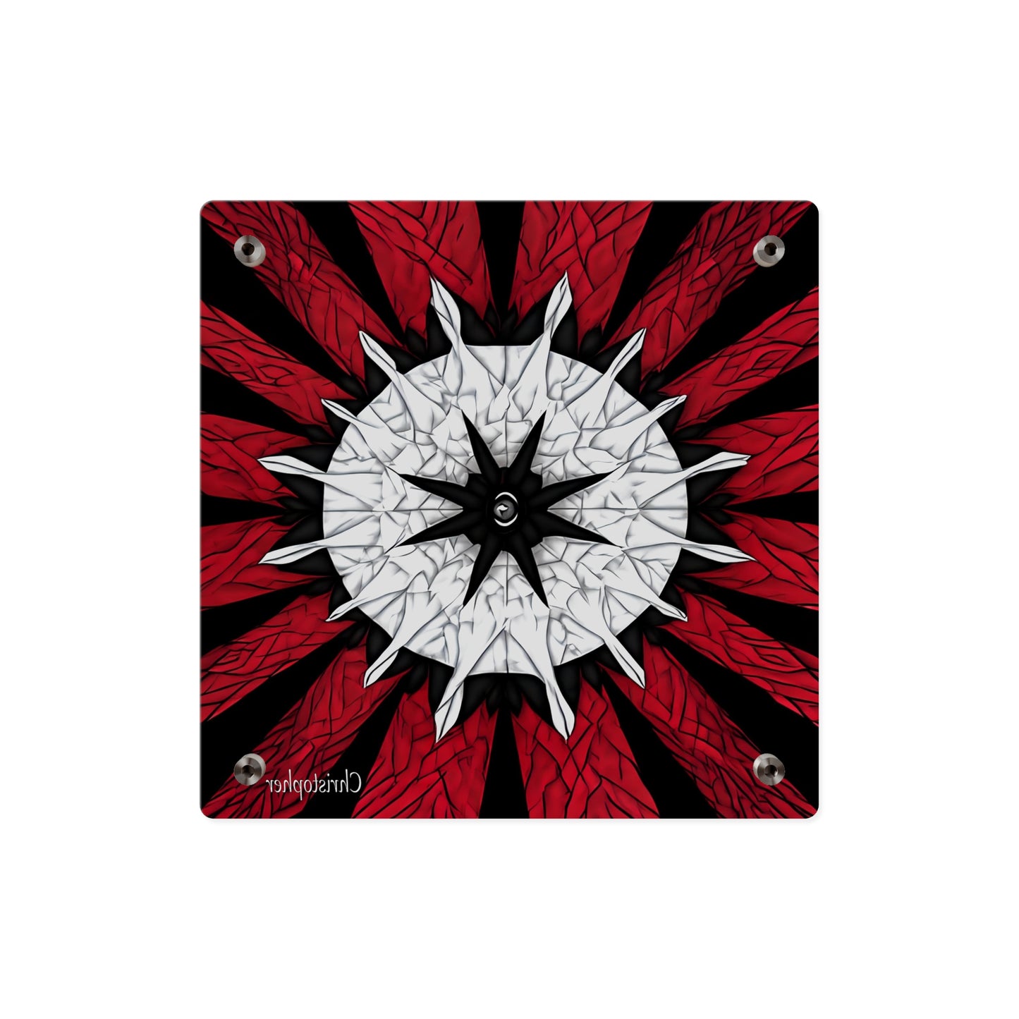 Red & Black Mandala Acrylic Wall Art Panel — Personalized Name Option