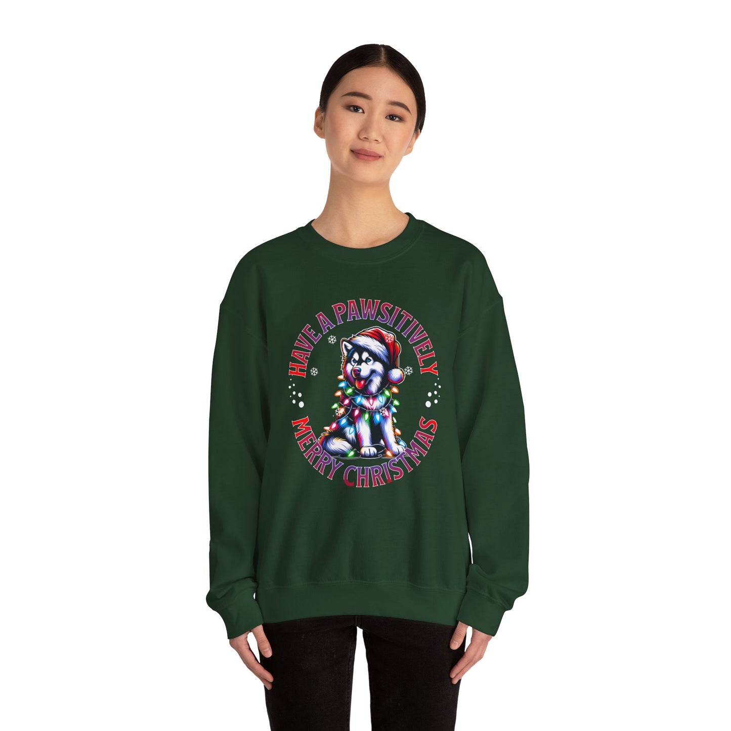 Christmas Puppy Sweatshirt — "Have a Pawsitively Merry Christmas" Holiday Crewneck