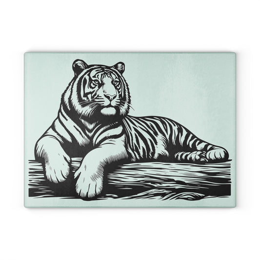Elegant Tiger Glass Cutting Board | Perfect for Home Chefs & Wildlife Lovers