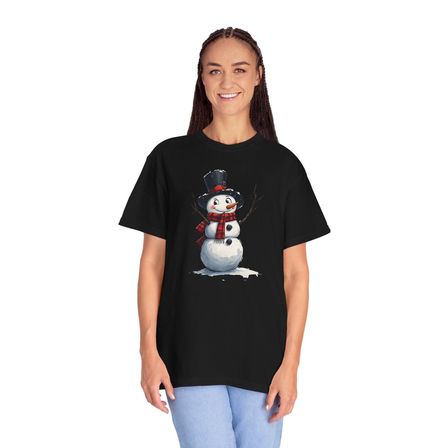 Snowman Tee — Cute Vintage Snowman with Scarf & Top Hat Holiday T-Shirt