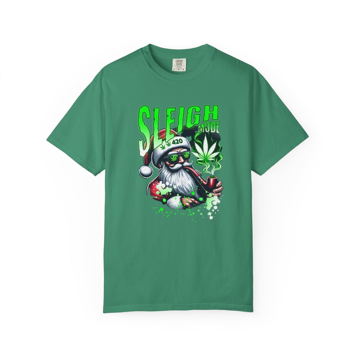 Sleigh Joe Graphic Tee, Unisex Holiday T-Shirt, Funny Christmas Shirt, Cannabis Santa Gift, Unique Tee for Parties