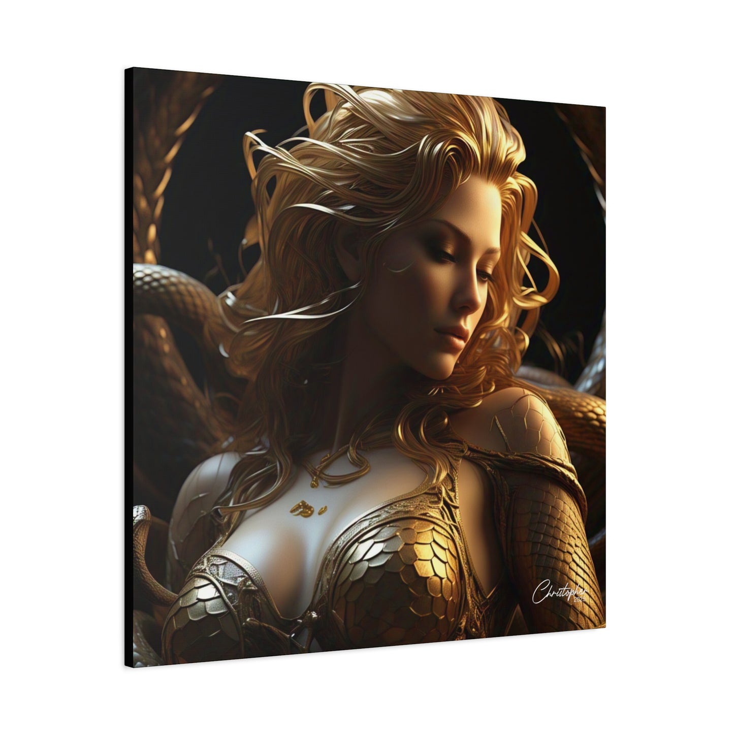 Fantasy Art Canvas Print - Serpent Goddess Home Decor
