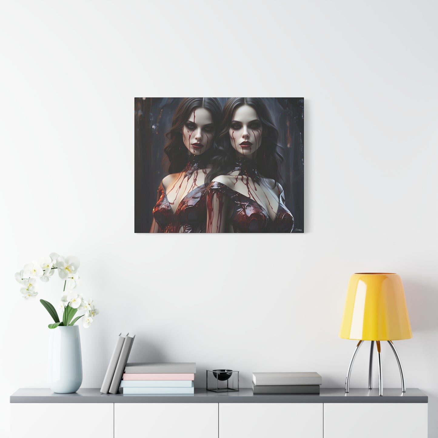 Gothic Vampire Canvas Art, Wall Decor, Horror Artwork, Halloween Home Decor, Spooky Room Accent, Unique Gift Idea