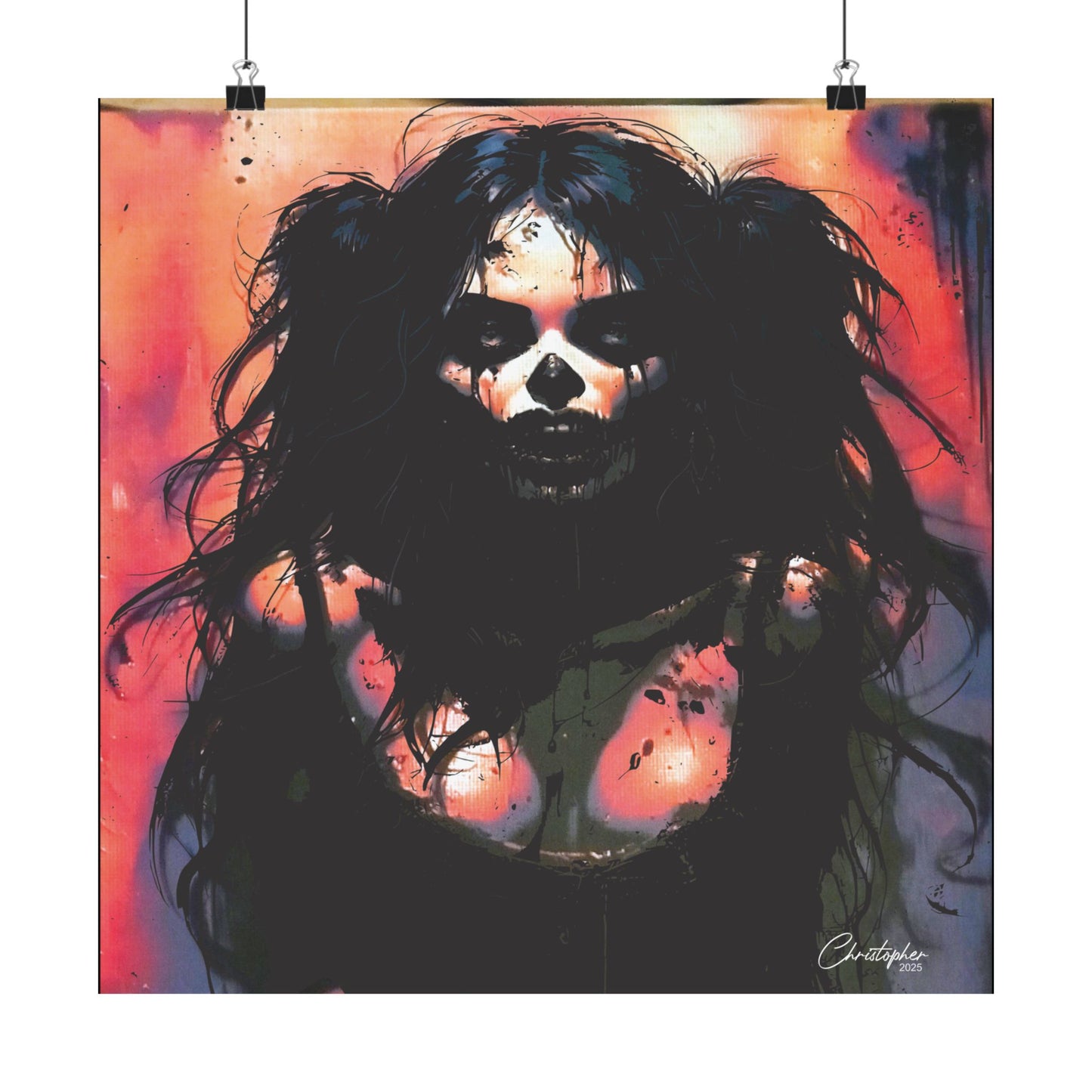 Laser Engraved Original Art Gothic Wall Art Poster, Edgy Home Decor, Alternative Aesthetic Prints, Halloween Decor, Unique Gift Idea