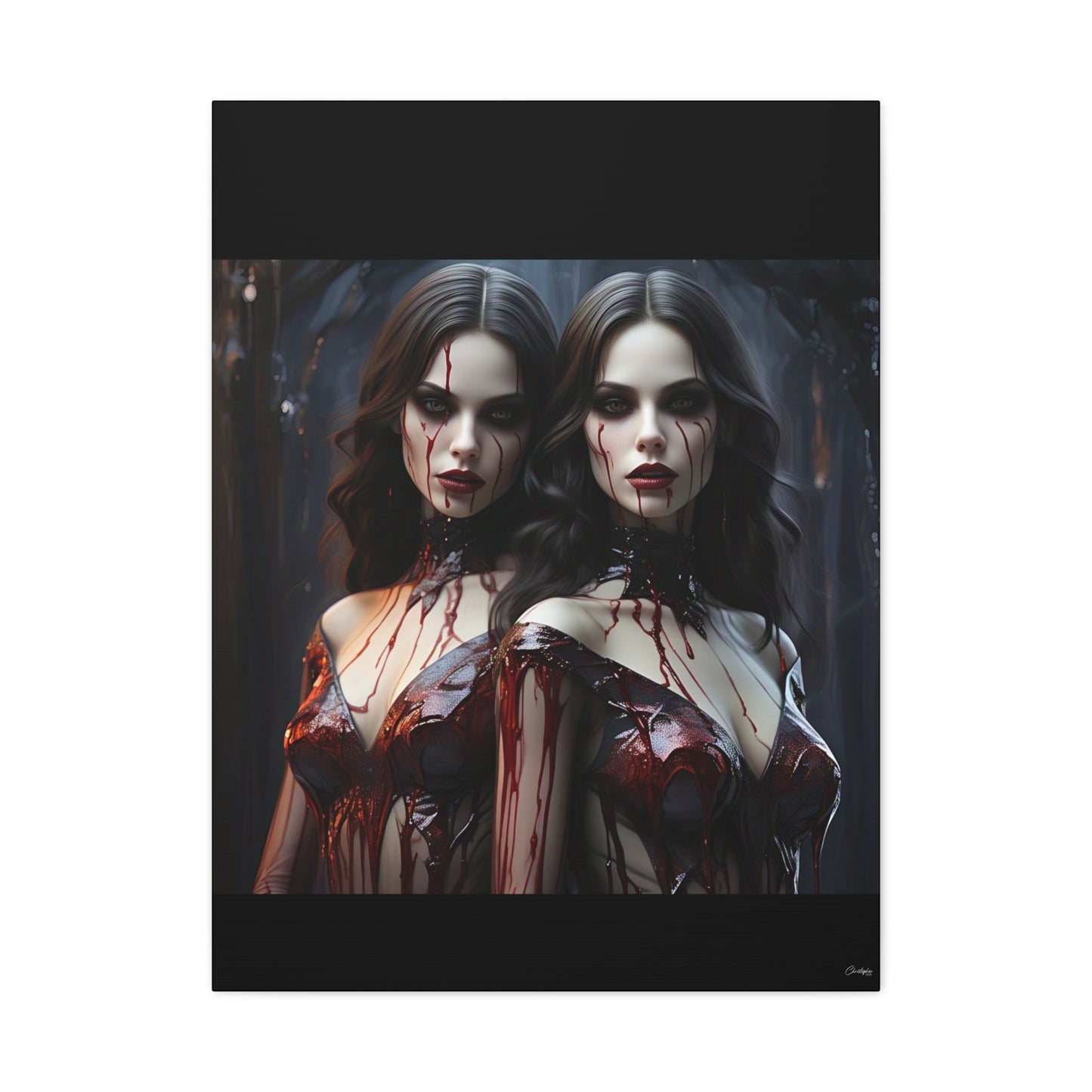 Gothic Vampire Canvas Art, Wall Decor, Horror Artwork, Halloween Home Decor, Spooky Room Accent, Unique Gift Idea